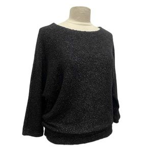 WORTHINGTON Women’s Boat Neck Sweater Blouse Dolman Sleeve Metallic Black M EUC